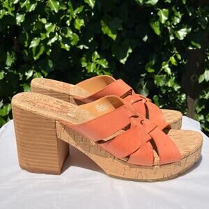 Kork Ease Charis Womens 10 M Orange Kerala Chunky Block Sandals leather new slip